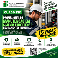 RESULTADO PRELIMINAR - Processo seletivo para vagas remanescentes no curso de  Manutenção em sistemas energéticos e equipamentos industriais do Energife - IFMG Conselheiro Lafaiete