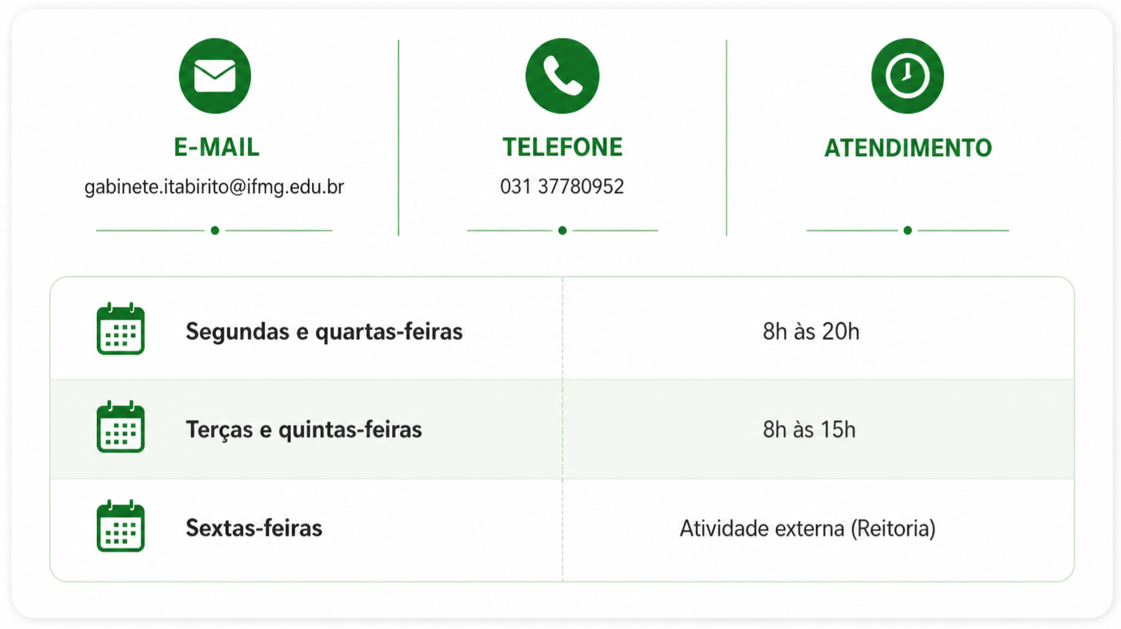 Horário- direção geral