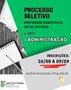 Vaga para professor substituto da área de Administração