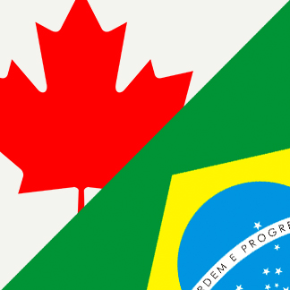 Bandeiras do Brasil e Canadá